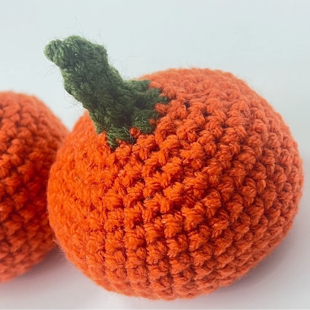 Cat Toy Handmade Crochet Catnip Pumpkin Cat Toys Set of Two